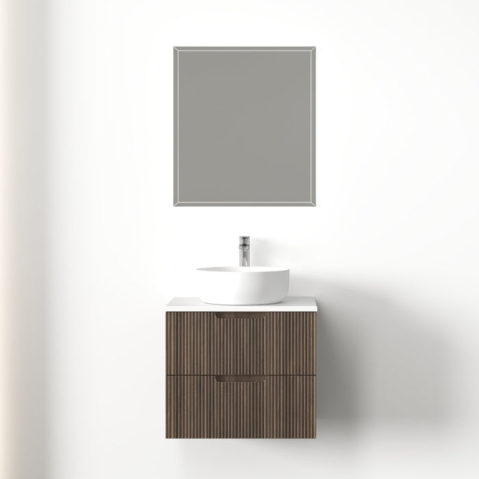 Kelsa 600 Fluted Walnut Wall Hung Vanity