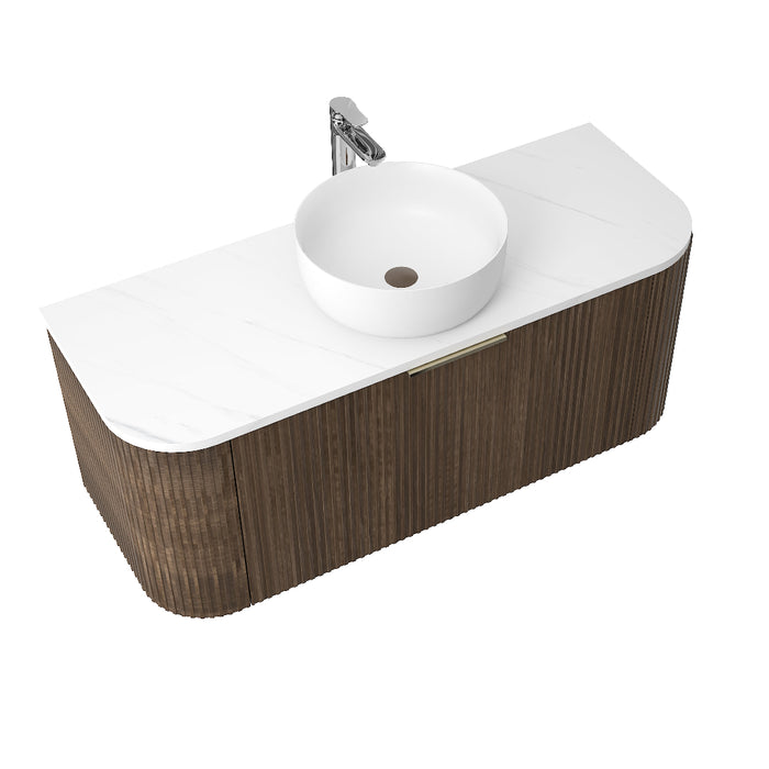 Ronda 1200 Curved Walnut Fluted Wall Hung Vanity