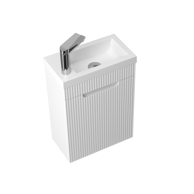 Kelsa 400 Fluted Matte White Wall Hung Vanity - Acqua Bathrooms