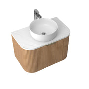 Ronda 900 Curved Desert Oak Fluted Wall Hung Vanity - Acqua Bathrooms