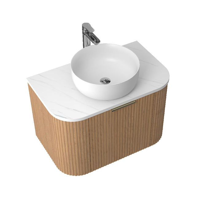 Ronda 900 Curved Desert Oak Fluted Wall Hung Vanity - Acqua Bathrooms