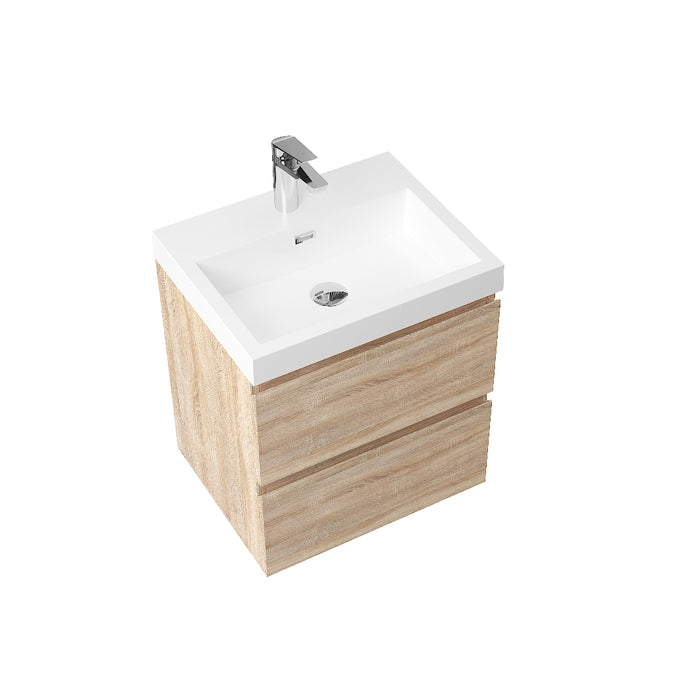 Sella 500mm White Oak Wall Hung Vanity - Acqua Bathrooms