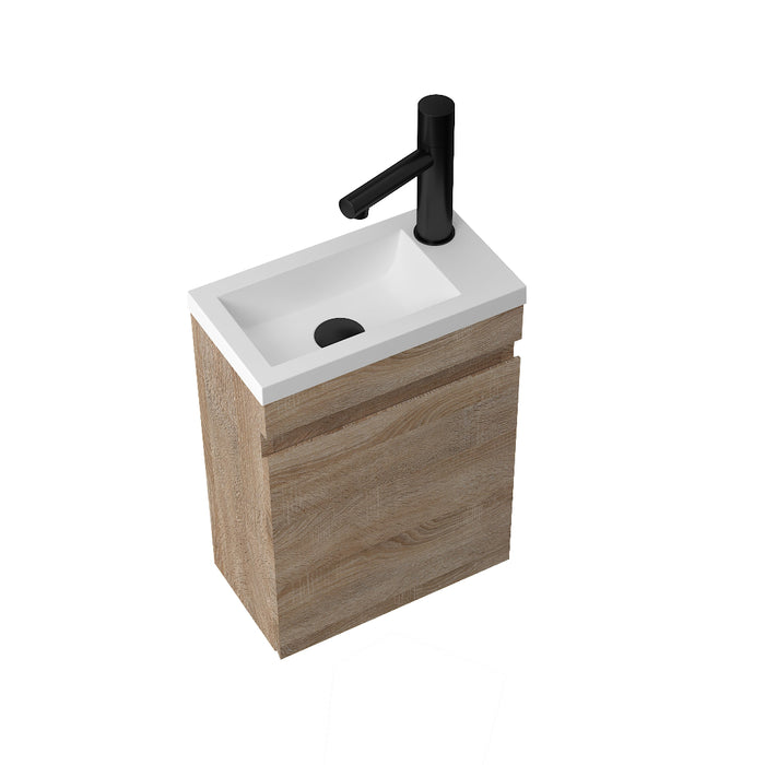 Piccolo 400 White Oak Wall Hung Vanity - Acqua Bathrooms