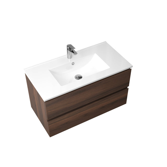 Avia 900mm Walnut Wall Hung Vanity - Acqua Bathrooms