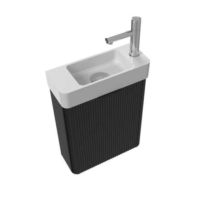 Ronda 450 Curved Fluted Matte Black Wall Hung Vanity