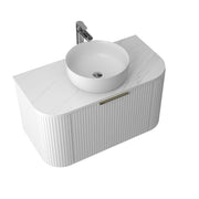 Ronda 900 Curved Fluted Matte White Wall Hung Vanity - Acqua Bathrooms
