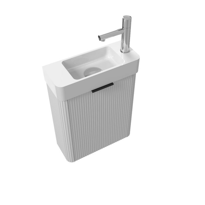 Ronda 450 Curved Fluted Matte White Wall Hung Vanity