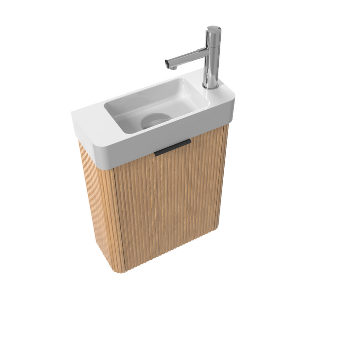 Ronda 450 Curved Fluted Desert Oak Wall Hung Vanity