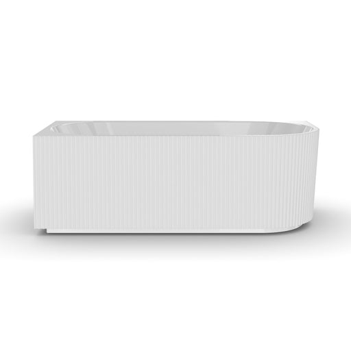Ronda Fluted Gloss White 1700mm V Groove Left Corner Fit Round Freestanding Bath - Acqua Bathrooms