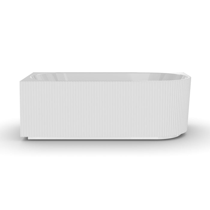 Ronda Fluted Gloss White 1700mm V Groove Left Corner Fit Round Freestanding Bath - Acqua Bathrooms