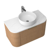 Ronda 1200 Curved Desert Oak Fluted Wall Hung Vanity - Acqua Bathrooms