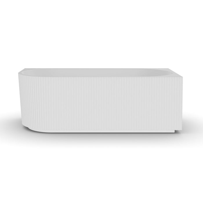 Ronda Fluted Gloss White 1700mm V Groove Right Corner Fit Round Freestanding Bath - Acqua Bathrooms