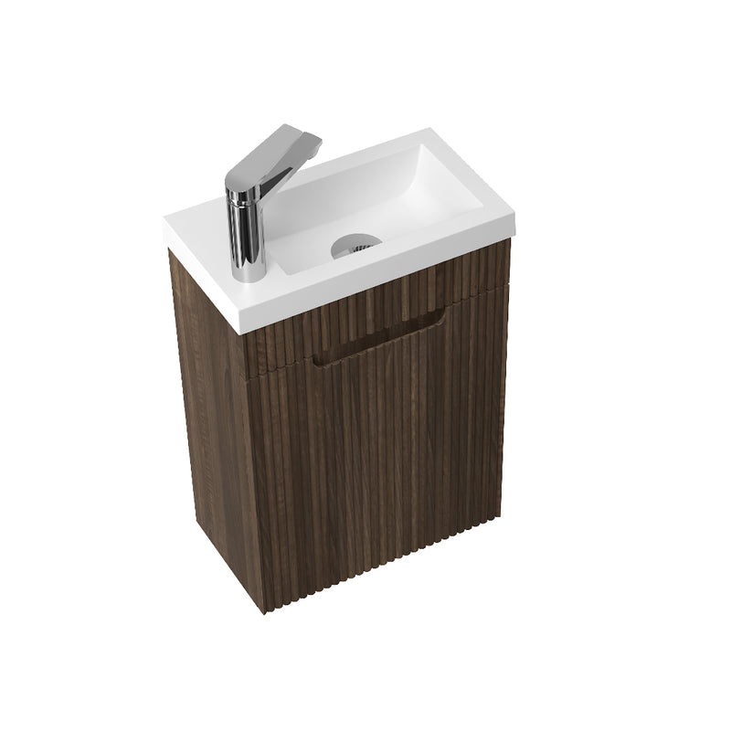Kelsa 400 Fluted Walnut Wall Hung Vanity - Acqua Bathrooms