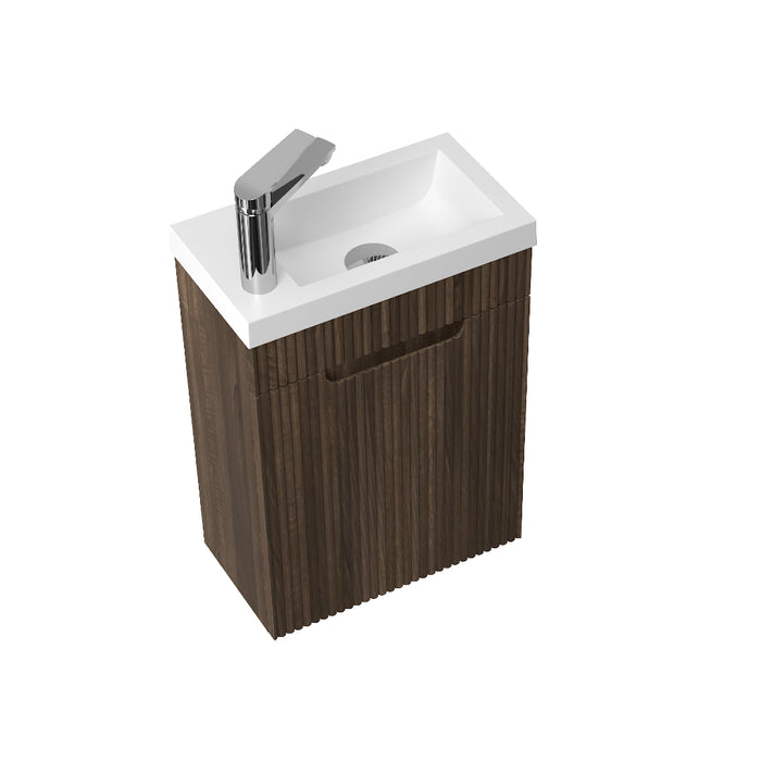 Kelsa 400 Fluted Walnut Wall Hung Vanity - Acqua Bathrooms
