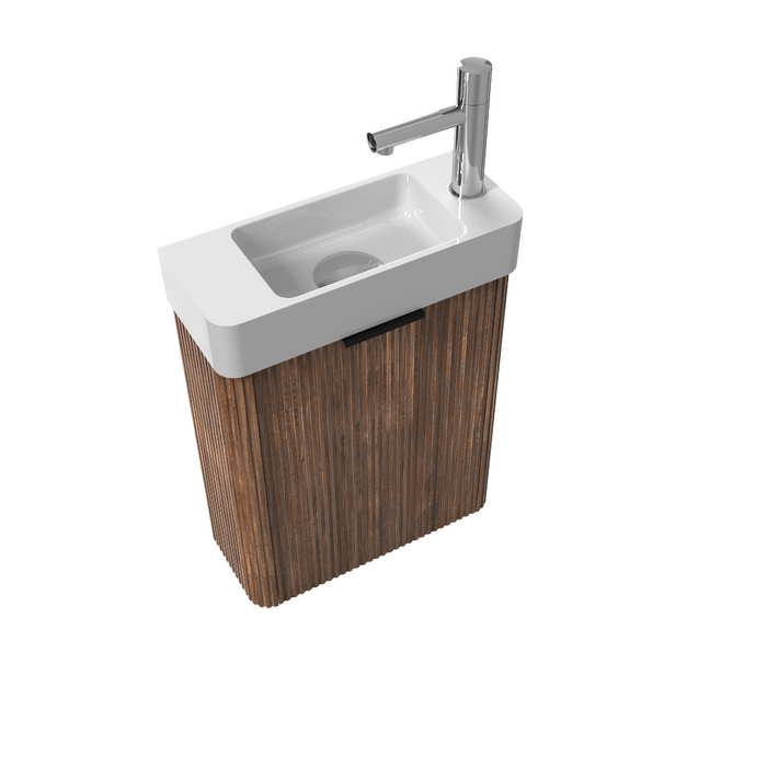 Ronda 450 Curved Fluted Walnut Wall Hung Vanity