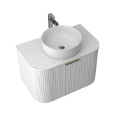 Ronda 750 Curved Matte White Fluted Wall Hung Vanity - Acqua Bathrooms