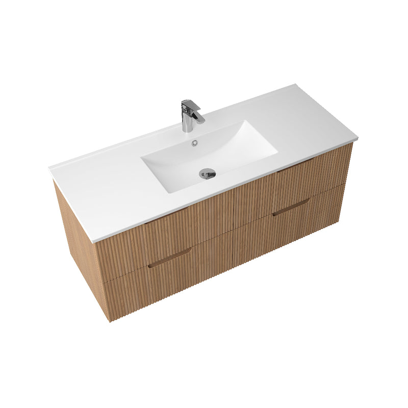 Kelsa 1200 Fluted Desert Oak Wall Hung Vanity - Acqua Bathrooms