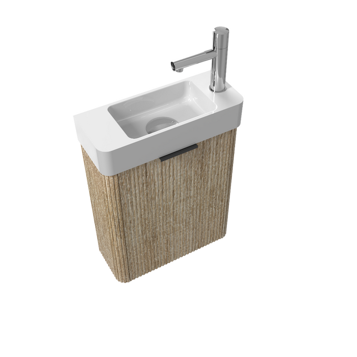 Ronda 450 Curved Fluted White Oak Wall Hung Vanity