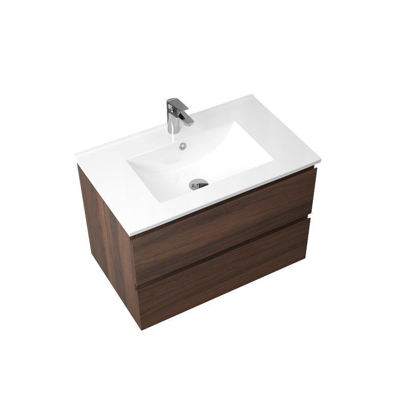 Avia 750mm Walnut Wall Hung Vanity