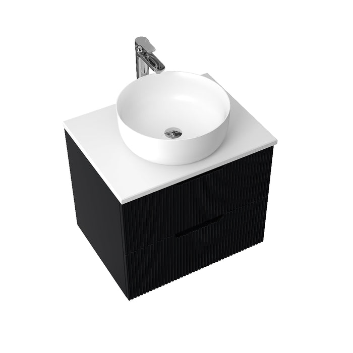 Kelsa 600 Fluted Matte Black Wall Hung Vanity