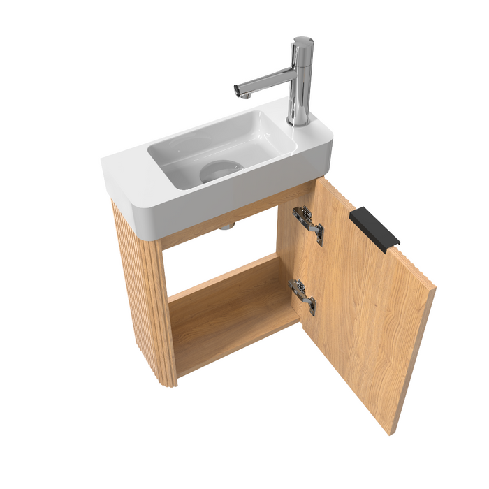 Ronda 450 Curved Fluted Desert Oak Wall Hung Vanity