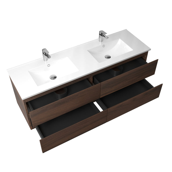Avia 1500mm Double Walnut Wall Hung Vanity