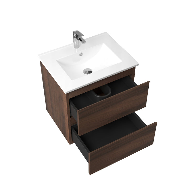 Avia 600mm Walnut Wall Hung Vanity