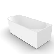 Ronda Fluted Matte White 1700mm V Groove Right Corner Fit Round Freestanding Bath - Acqua Bathrooms