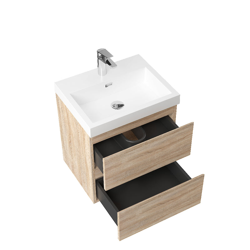Sella 500mm White Oak Wall Hung Vanity - Acqua Bathrooms