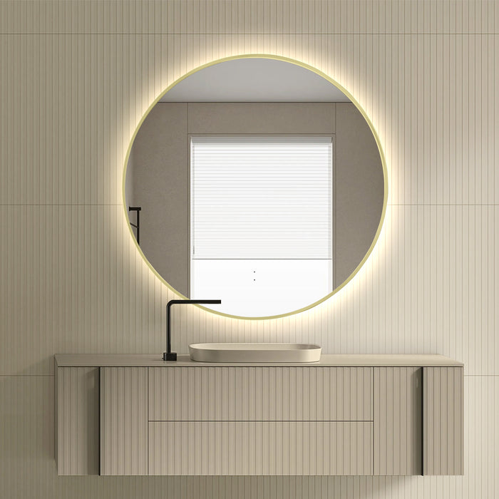Round Touchless Back-Lit Brushed Gold 600mm LED Mirror - Three Light Temperatures