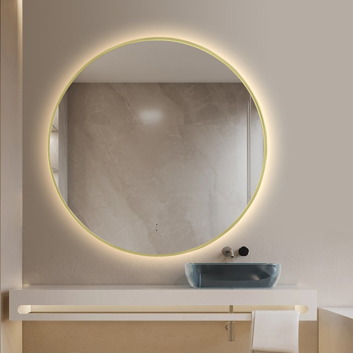 Round Touchless Back-Lit Brushed Gold 800mm LED Mirror - Three Light Temperatures