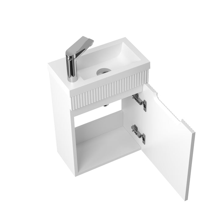 Kelsa 400 Fluted Matte White Wall Hung Vanity - Acqua Bathrooms