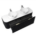 Ronda 1500 Curved Double Matte Black Fluted Wall Hung Vanity - Acqua Bathrooms