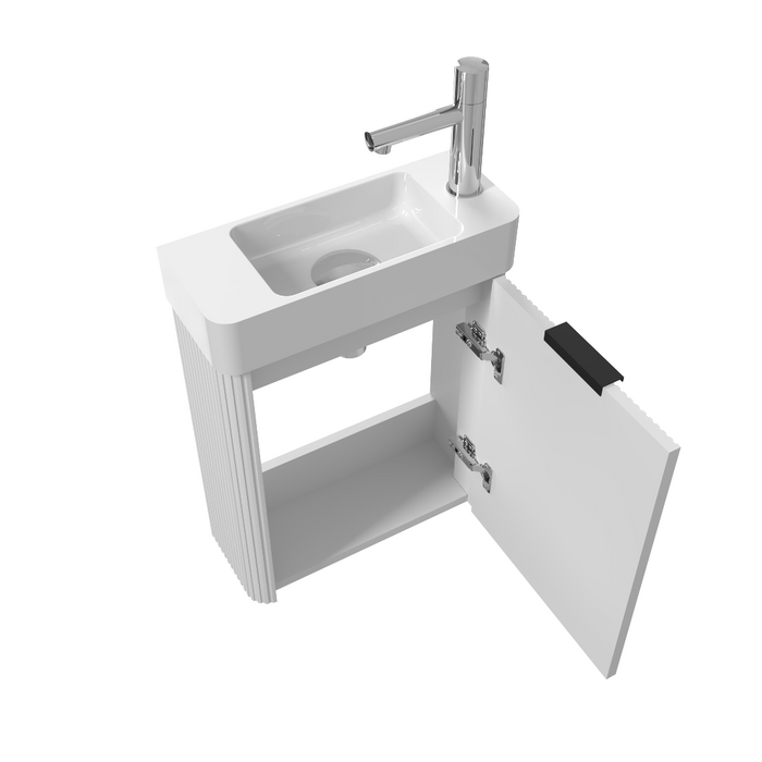 Ronda 450 Curved Fluted Matte White Wall Hung Vanity
