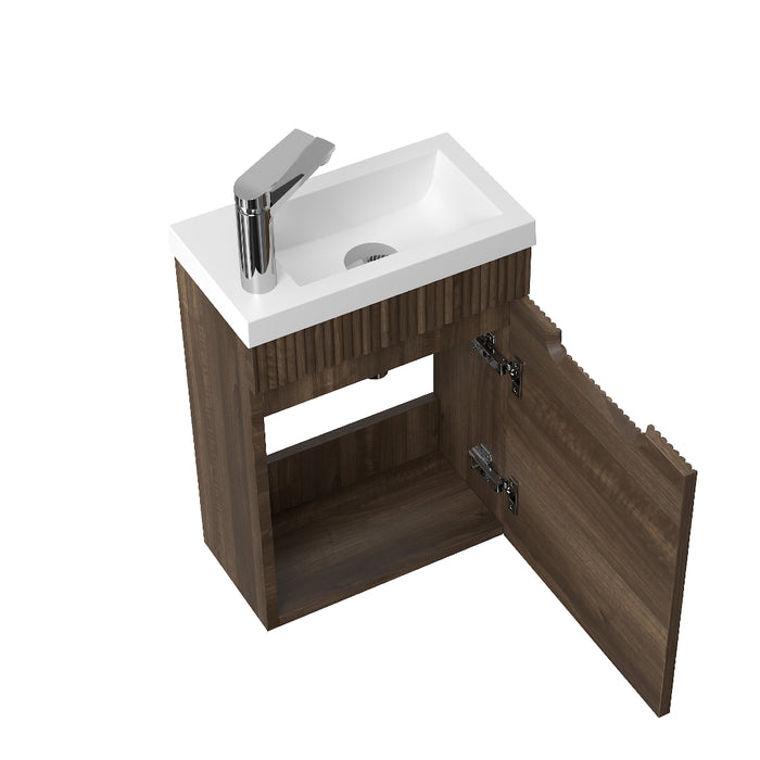 Kelsa 400 Fluted Walnut Wall Hung Vanity - Acqua Bathrooms