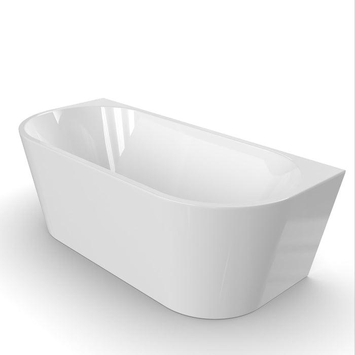 Cascade 1700mm Gloss White Back to Wall Freestanding Bath Tub - Acqua Bathrooms