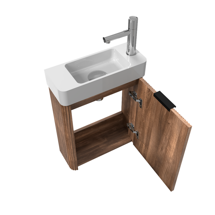 Ronda 450 Curved Fluted Walnut Wall Hung Vanity