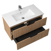 Kelsa 900 Fluted Desert Oak Wall Hung Vanity - Acqua Bathrooms