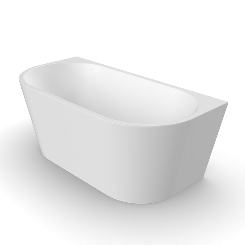 Cascade 1500mm Matte White Back to Wall Freestanding Bath Tub - Acqua Bathrooms