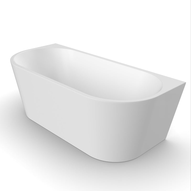 Cascade 1700mm Matte White Back to Wall Freestanding Bath Tub - Acqua Bathrooms