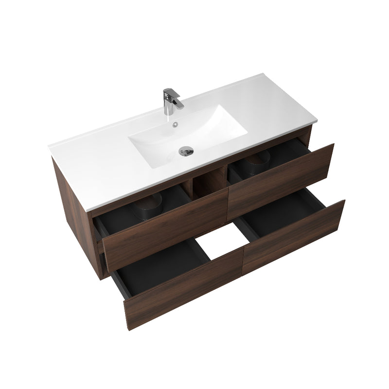 Avia 1200mm Walnut Single Wall Hung Vanity - Acqua Bathrooms