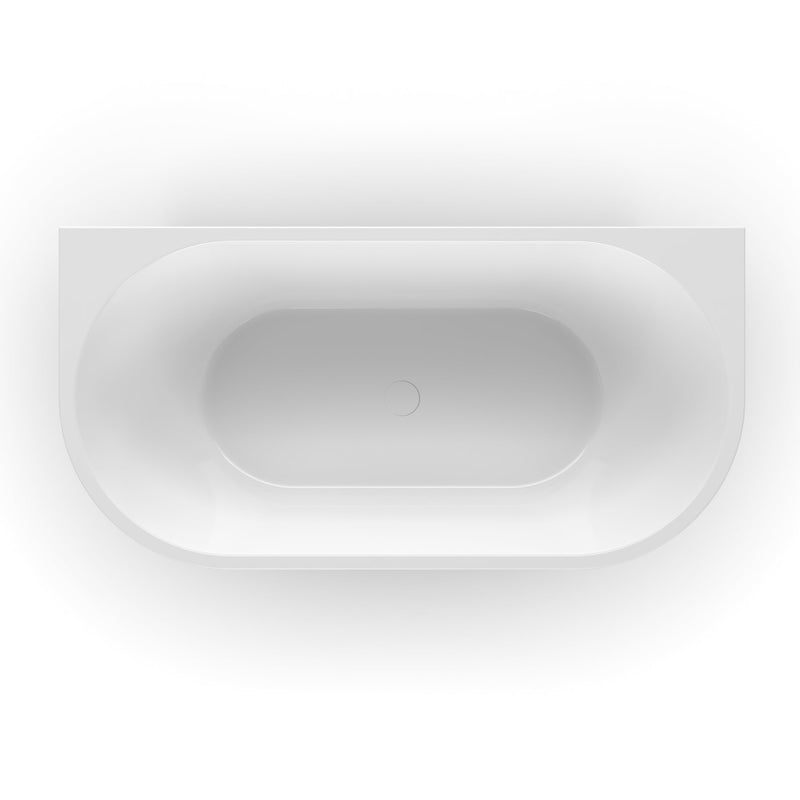 Cascade 1500mm Gloss White Back to Wall Freestanding Bath Tub - Acqua Bathrooms