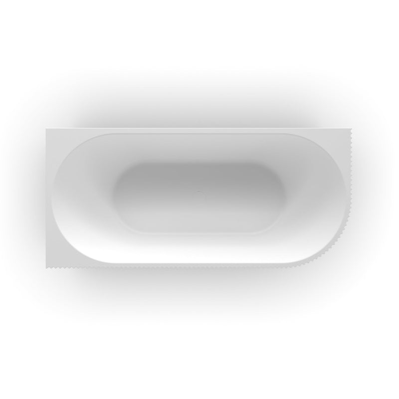 Ronda Fluted Matte White 1700mm V Groove Left Corner Fit Round Freestanding Bath - Acqua Bathrooms