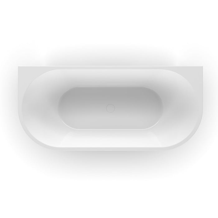 Cascade 1700mm Gloss White Back to Wall Freestanding Bath Tub - Acqua Bathrooms