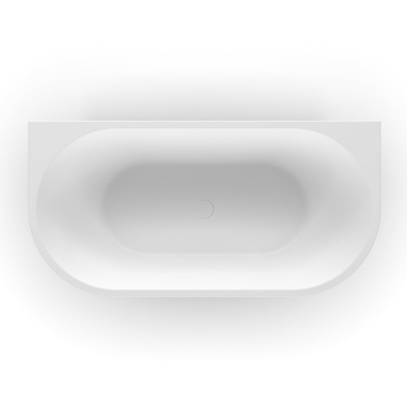 Cascade 1500mm Matte White Back to Wall Freestanding Bath Tub - Acqua Bathrooms