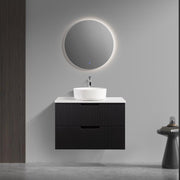 Kelsa 750 Fluted Matte Black Wall Hung Vanity - Acqua Bathrooms