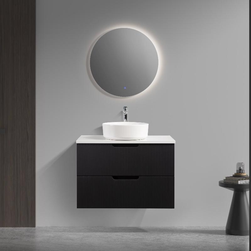 Kelsa 750 Fluted Matte Black Wall Hung Vanity - Acqua Bathrooms