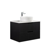 Kelsa 750 Fluted Matte Black Wall Hung Vanity - Acqua Bathrooms