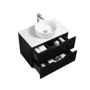 Kelsa 750 Fluted Matte Black Wall Hung Vanity - Acqua Bathrooms
