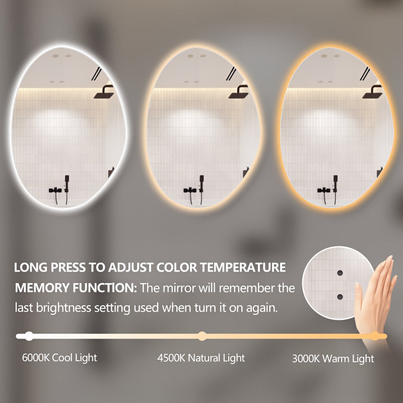 Oblonga Touchless 750 x 1000 Asymmetrical LED Mirror - Three Light Temperatures - Acqua Bathrooms